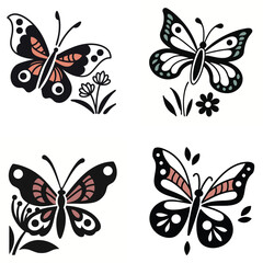 set of butterflies