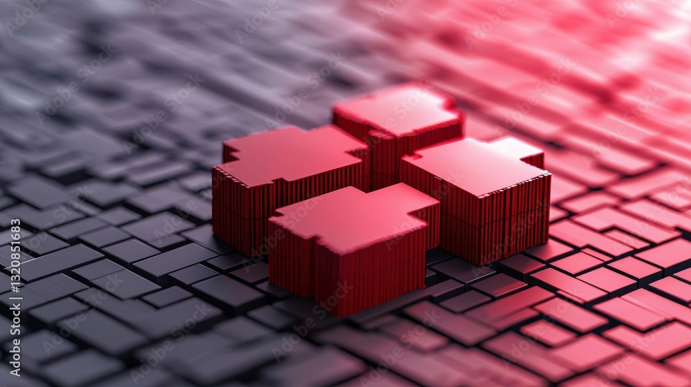 Aufkleber impact global growth trade concept. red geometric shapes on a textured dark background create a stri