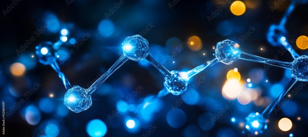 Poster luminescent molecular connections abstract technology background with glowing, interconnected nodes
