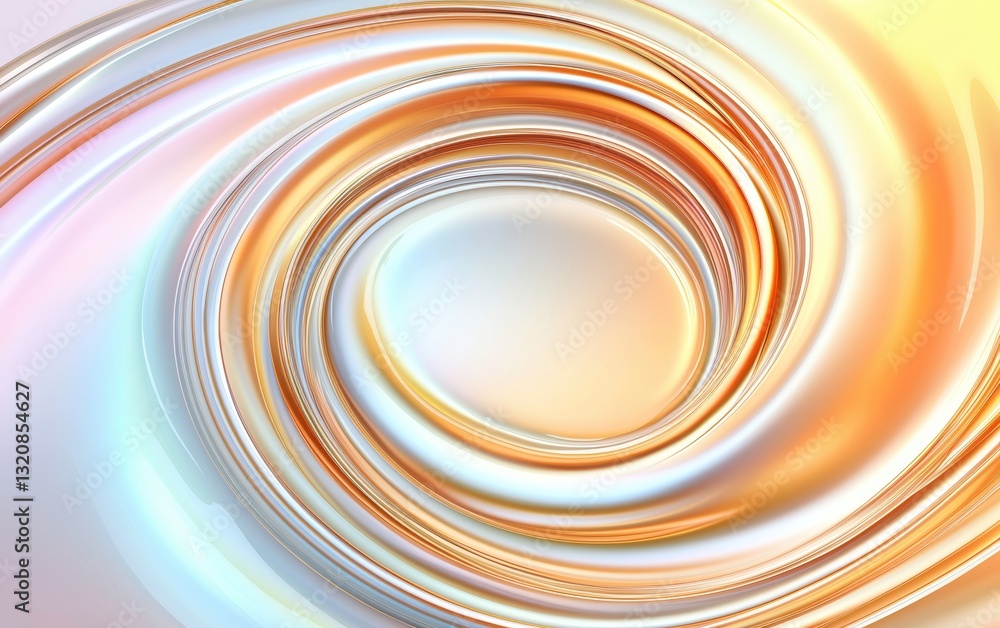 Poster dynamic iridescent swirls with a soft neon glow, holographic pastel patterns creating a modern and s