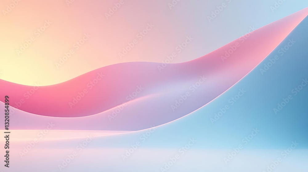 Poster abstract art background concept. soft pastel waves flow gracefully, creating a serene and calming ab