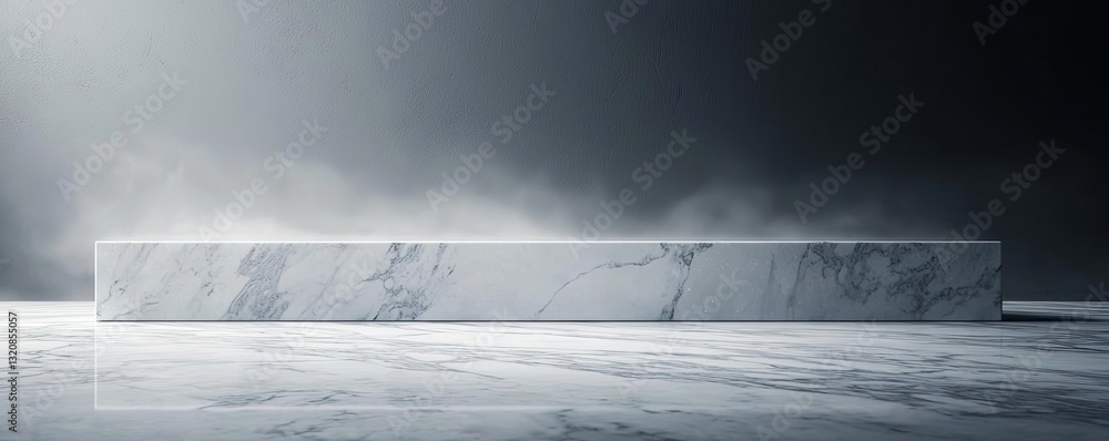 Aufkleber Abstract art background concept. A clean, modern marble block on a misty surface for product presentation.