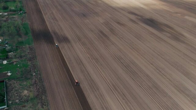 tractor, sowing, agriculture, farm, growth, planting, cultivated, food, agricultural machinery, dirt, horizontal, land, preparation, working, crop, farmer, vegetable, equipment, outdoors, plow, plowin