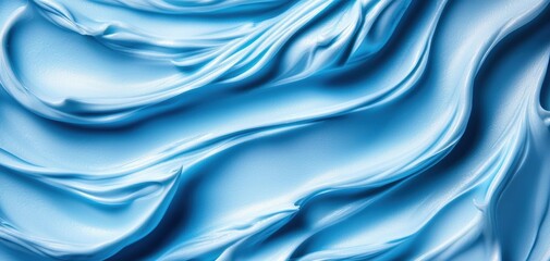 Fototapeta premium Smooth and fluid light blue cosmetic cream texture, glossy reflections enhancing skincare and wellness concepts