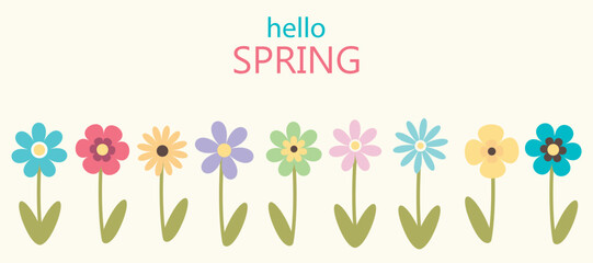 Obraz premium Spring flowers. Vector template. Simple flat illustration