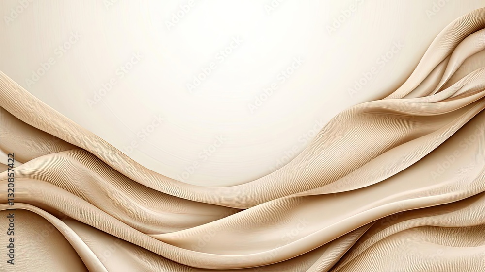 Poster Abstract art background concept. Elegant smooth beige fabric waves create a serene and sophisticated backdrop.