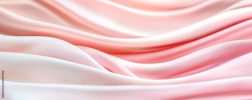 Aufkleber Abstract art background concept. Elegant waves of soft pink and white fabric creating a serene atmosphere and smooth texture.