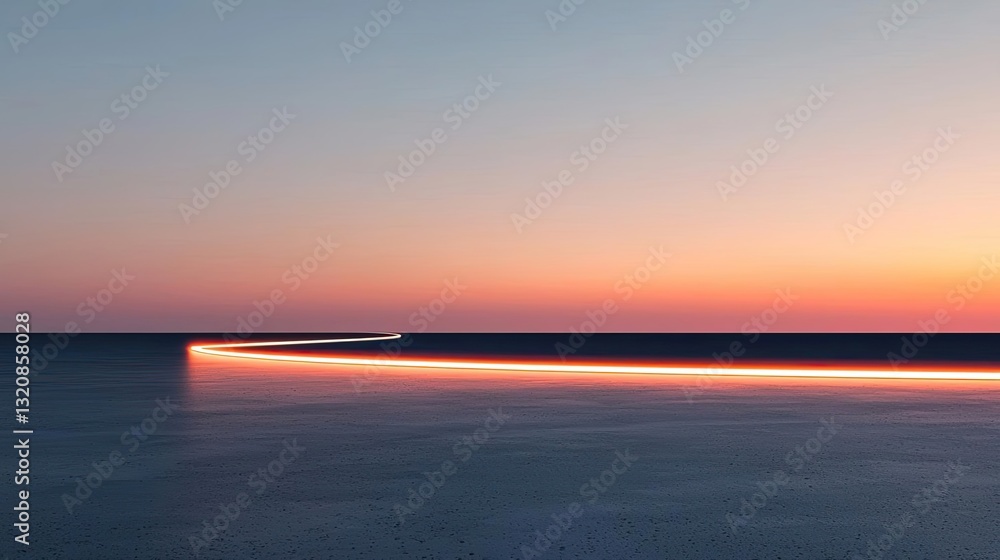 Poster abstract art background concept. a serene horizon at twilight with a shimmering line reflecting on t