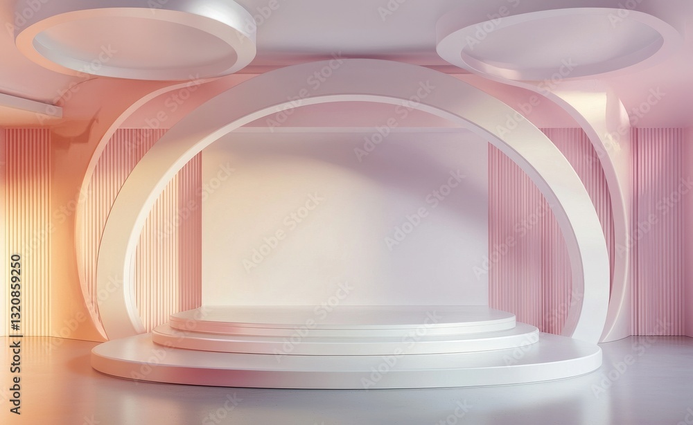 Poster the interior of a room with a unique ceiling shaped like a circle, extending upwards for several flo