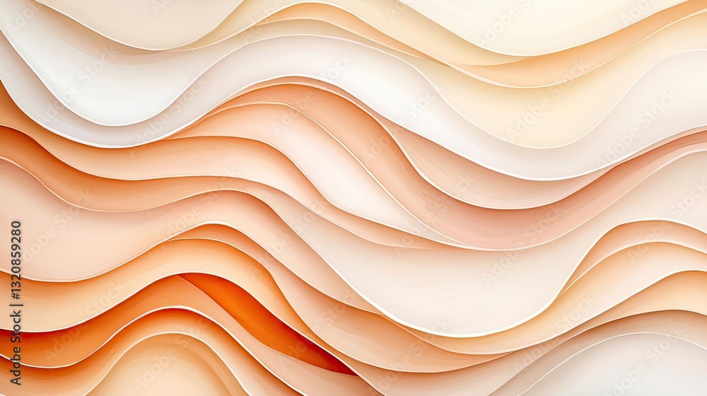 Aufkleber Abstract art background concept. Abstract wavy patterns in warm tones of peach and cream for modern design projects.