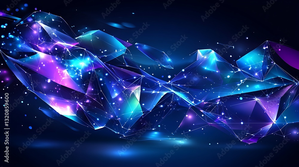 Aufkleber abstract geometric plexus design with glowing connections and shapes