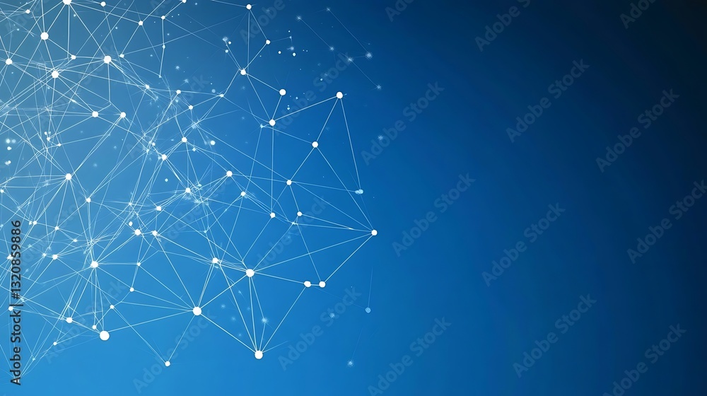 Aufkleber abstract interconnected network on blue backdrop with copy space