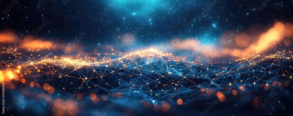 Poster dramatic nighttime abstract background concept. a vivid representation of interconnected networks il