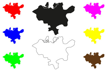 Anantnag city (Republic of India, Jammu and Kashmir union territory) map vector illustration, scribble sketch Islamabad map