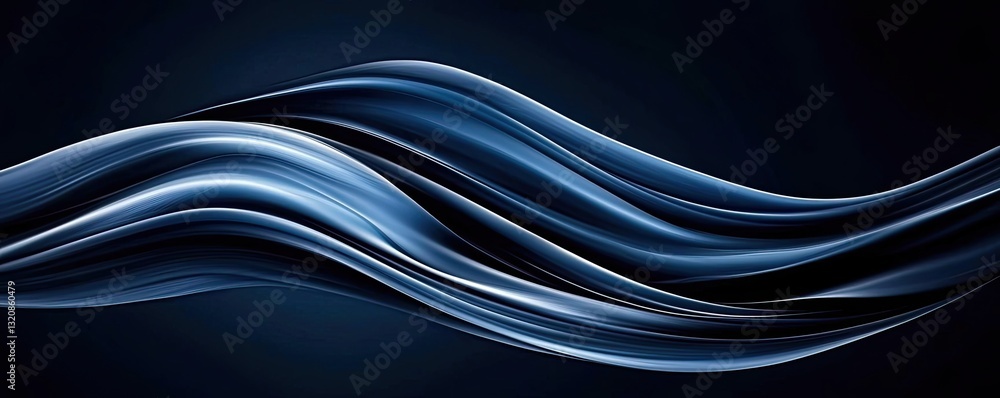 Poster dramatic nighttime abstract background concept. abstract blue waves create a smooth and elegant back