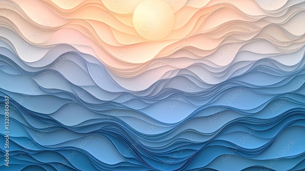 Poster dramatic nighttime abstract background concept. a serene depiction of layered waves with a calming s