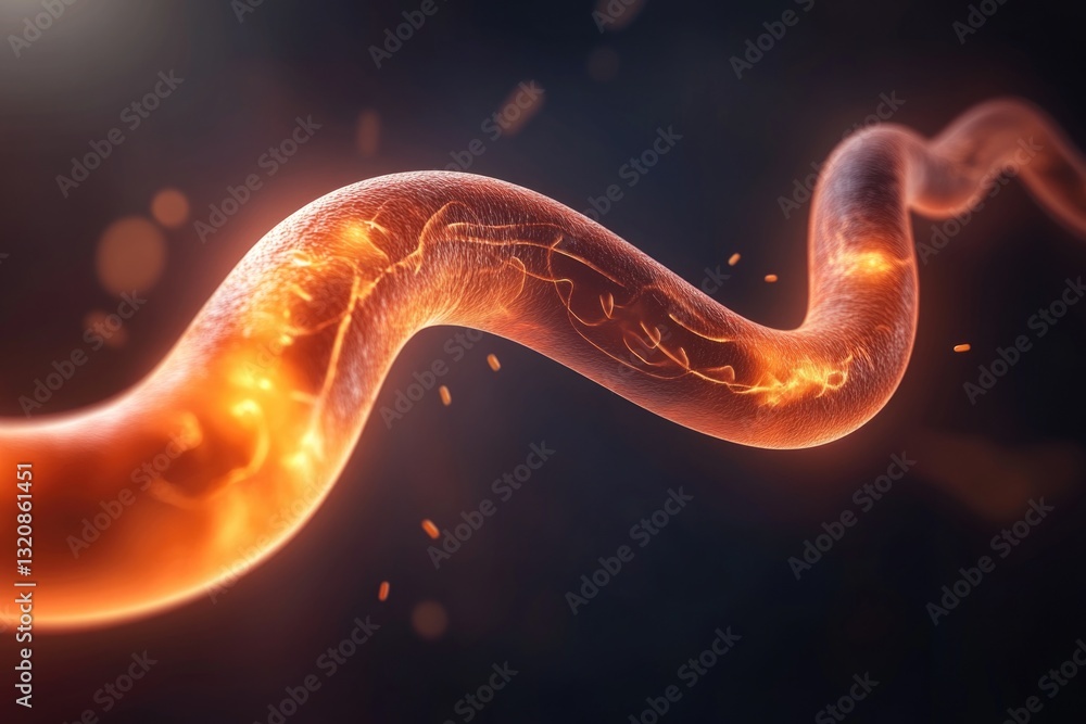 Aufkleber close-up view of a worm on a dark background, suitable for science or nature-themed projects
