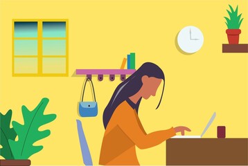 Woman Working on laptop