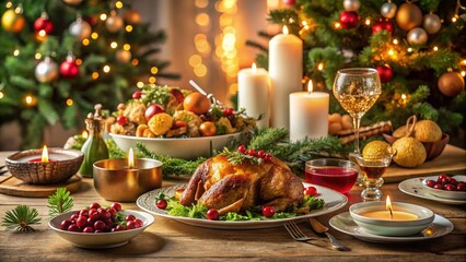 Contemporary Christmas Card: Festive Food, Migration Theme