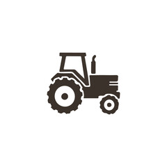 Obraz premium Simple silhouette of a farm tractor.This is a vector graphic of a farm tractor, presented as a simple, solid shape silhouette.