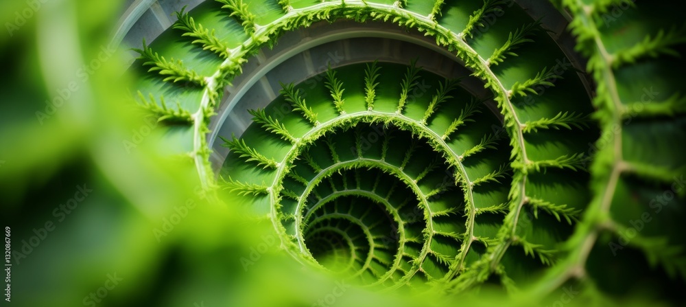 Poster green spiral of nature an abstract close-up view of lush ferns, creating a mesmerizing pattern.