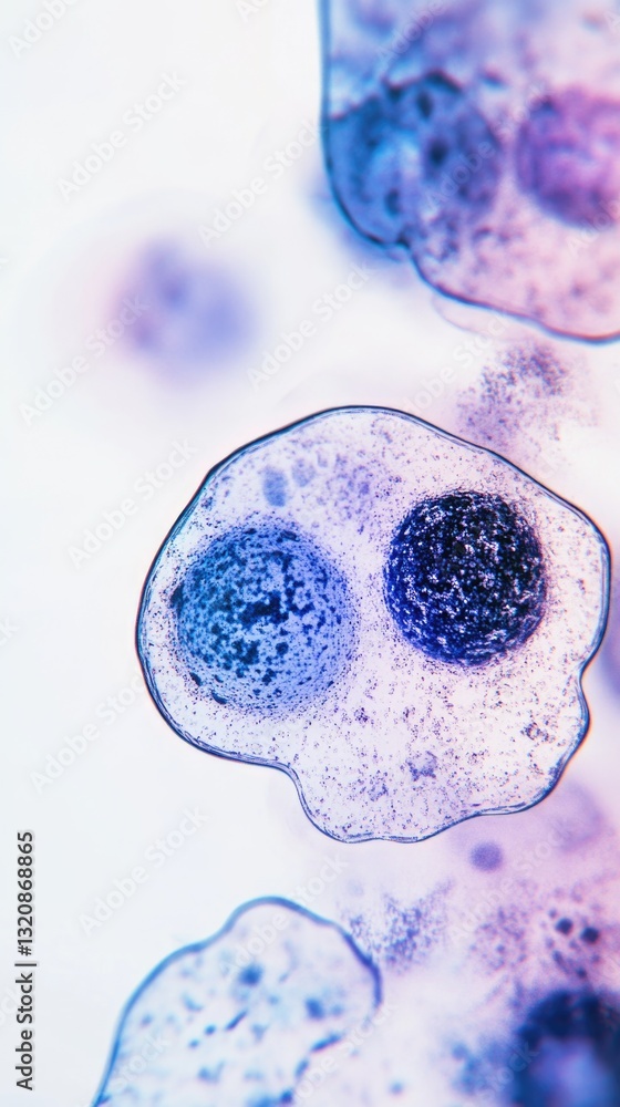 Poster close-up view of a group of cells with cell membrane and cytoplasm