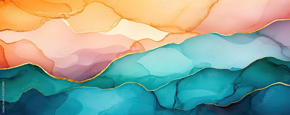 Poster Minimalist graphic design abstract background concept. An abstract blend of colors creating a soothing and artistic landscape.