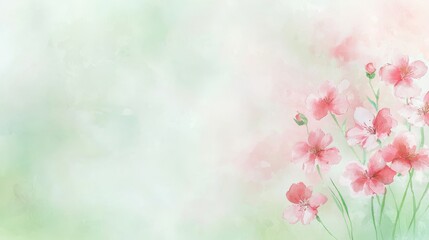 Beautiful pink flowers painting on green background, a stunning floral artwork for nature lovers