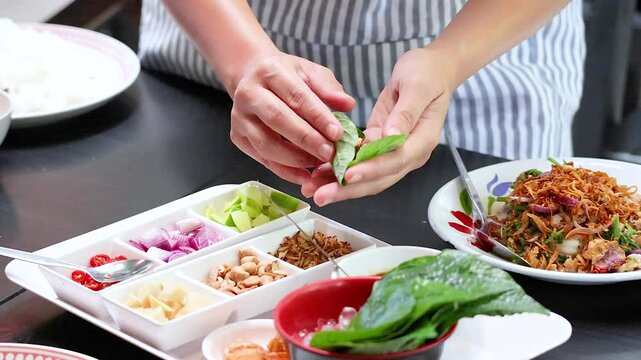 Preparing Miang Kham Leaf Wraps in Phuket