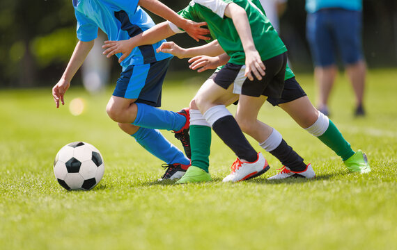 Sports Skills Training Session. Players Training on the Field. Soccer Obstacle Course. Grass Football Field. Coaching Soccer Gear Equipment for Field Training