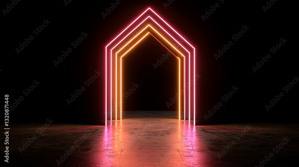 Poster passing through an eternal luminous conduit, a futuristic hyper loop design incorporating hexagons t