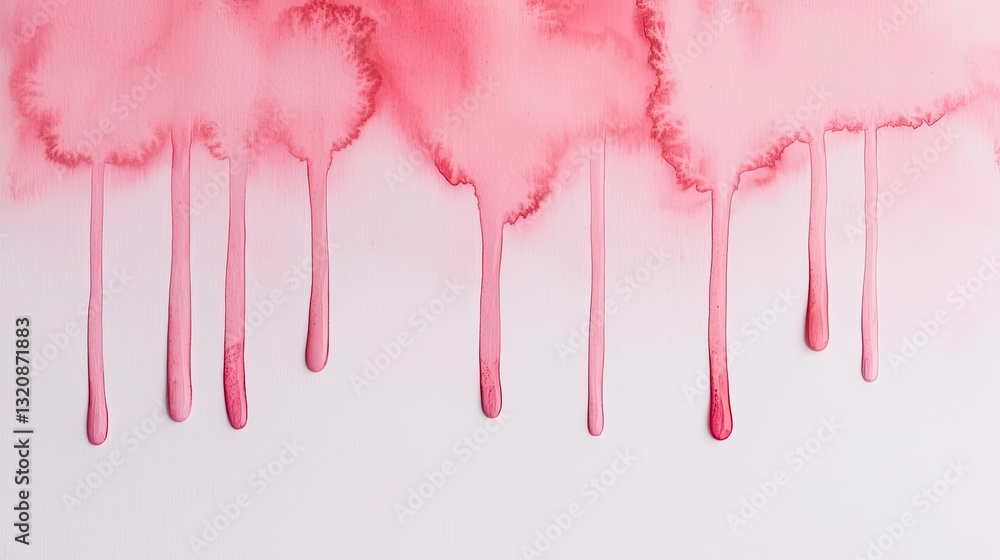 Aufkleber Digital watercolor painting abstract background idea. Abstract pink watercolor background with dripping effect on a white canvas.