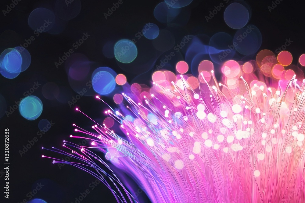 Poster the beautiful abstract design features a fiber optical network cable on a background that glows with
