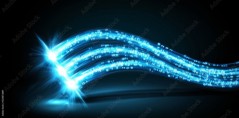 Poster in a futuristic urban setting, a 3d rendering depicts an abstract highway navigating through a digit