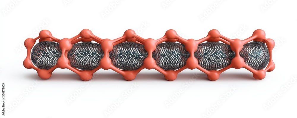 Poster material science biomaterials concept. molecular structure with unique design and colors.