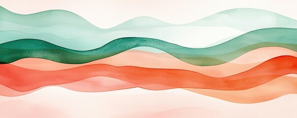 Digital watercolor painting abstract background idea. Abstract waves of soft colors flowing together in a serene and calming composition.