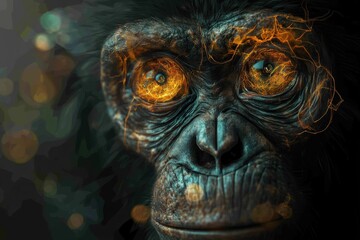 Evil Monkey in Abstract Generative Art Style with AI Technology