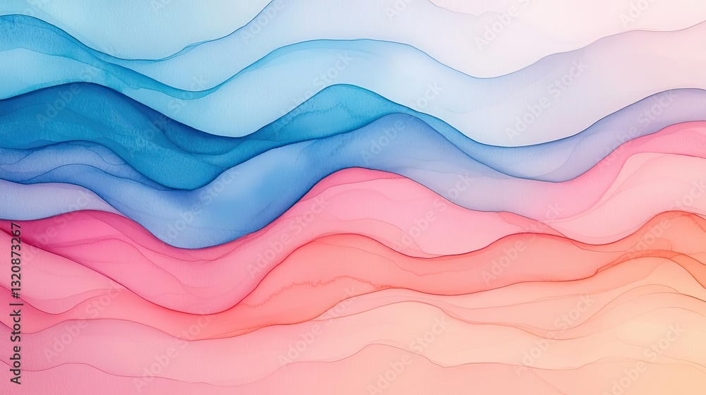 Poster digital watercolor painting abstract background idea. abstract watercolor waves creating a soothing 