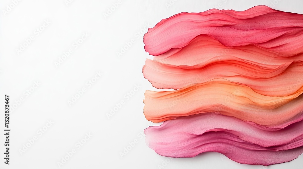 Aufkleber Digital watercolor painting abstract background idea. A vibrant abstract composition with flowing pink and orange hues on a white background.