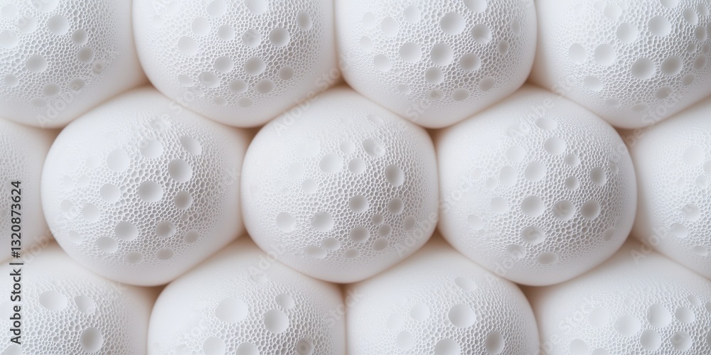 Poster material science biomaterials concept. close-up of intricate white spherical patterns arranged close