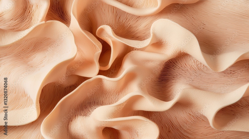 Aufkleber material science biomaterials concept. soft, flowing fabric textures in a warm peach hue creating a 