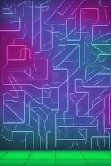 abstract art on wall with neon lights 