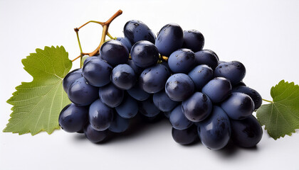 Fototapeta premium beautiful juicy bunch of blue grapes on a white background