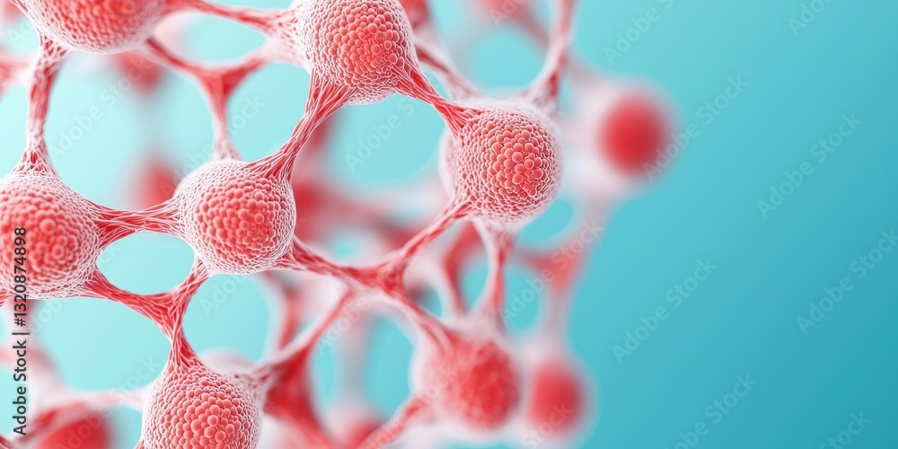 Aufkleber material science biomaterials concept. abstract molecular structure with red nodes on a blue backgro