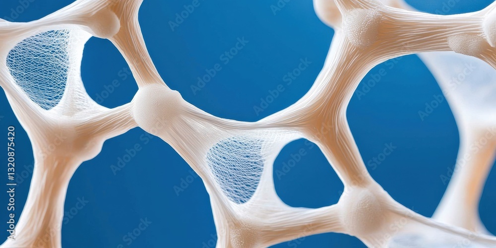 Aufkleber material science biomaterials concept. microscopic view of intricate, organic lattice structure on a