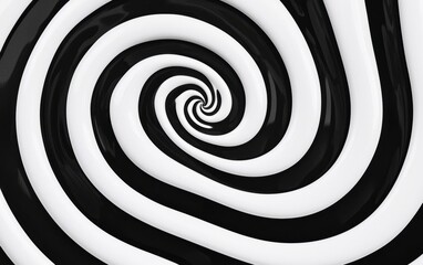 Fototapeta premium Seamless rotating black and white spirals creating 3D depth illusion, refined geometric luxury pattern, hypnotic refinement