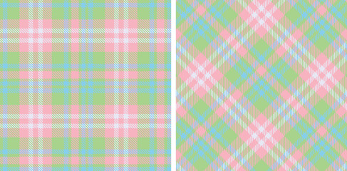 Spring Pastel Mint Green & Vivid Soft Pink Seamless Tartan Fabric Design