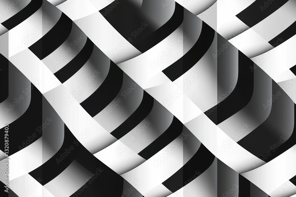 Aufkleber seamless interwoven geometric mazes creating a 3d cube depth illusion, high-end optical illusion pat