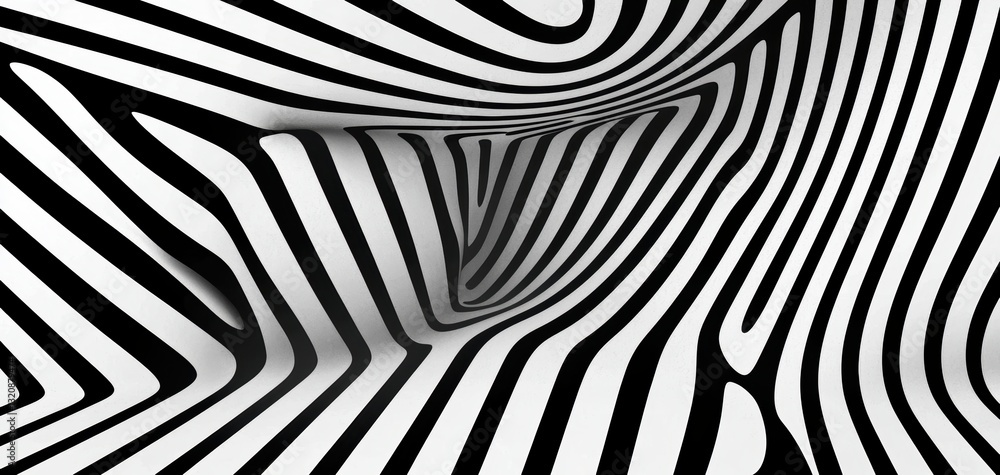 Poster seamless floating and rotating geometric prisms in monochrome, refined 3d geometric illusion pattern
