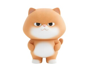 Fototapeta premium Cute cartoon cat character with playful expression and rounded shape